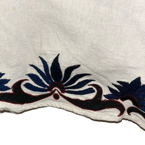 Piper by Townsen white navy blue red embroidered flowers tunic dress L - Picture 3 of 6